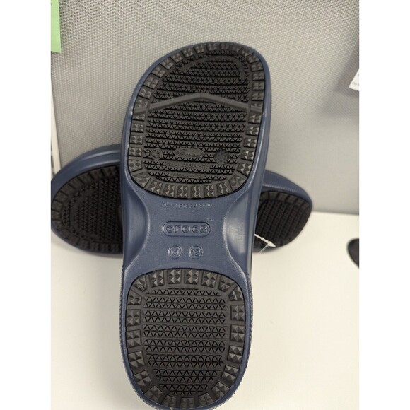 CROCS MEN'S ON THE CLOCK CLOGS SLIP RESISTANT WORK SHOES SZ 12 BLUE NWT - Picture 8 of 8